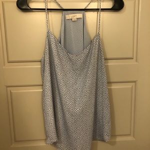 LOFT Blue Racerback Flouncy Tank